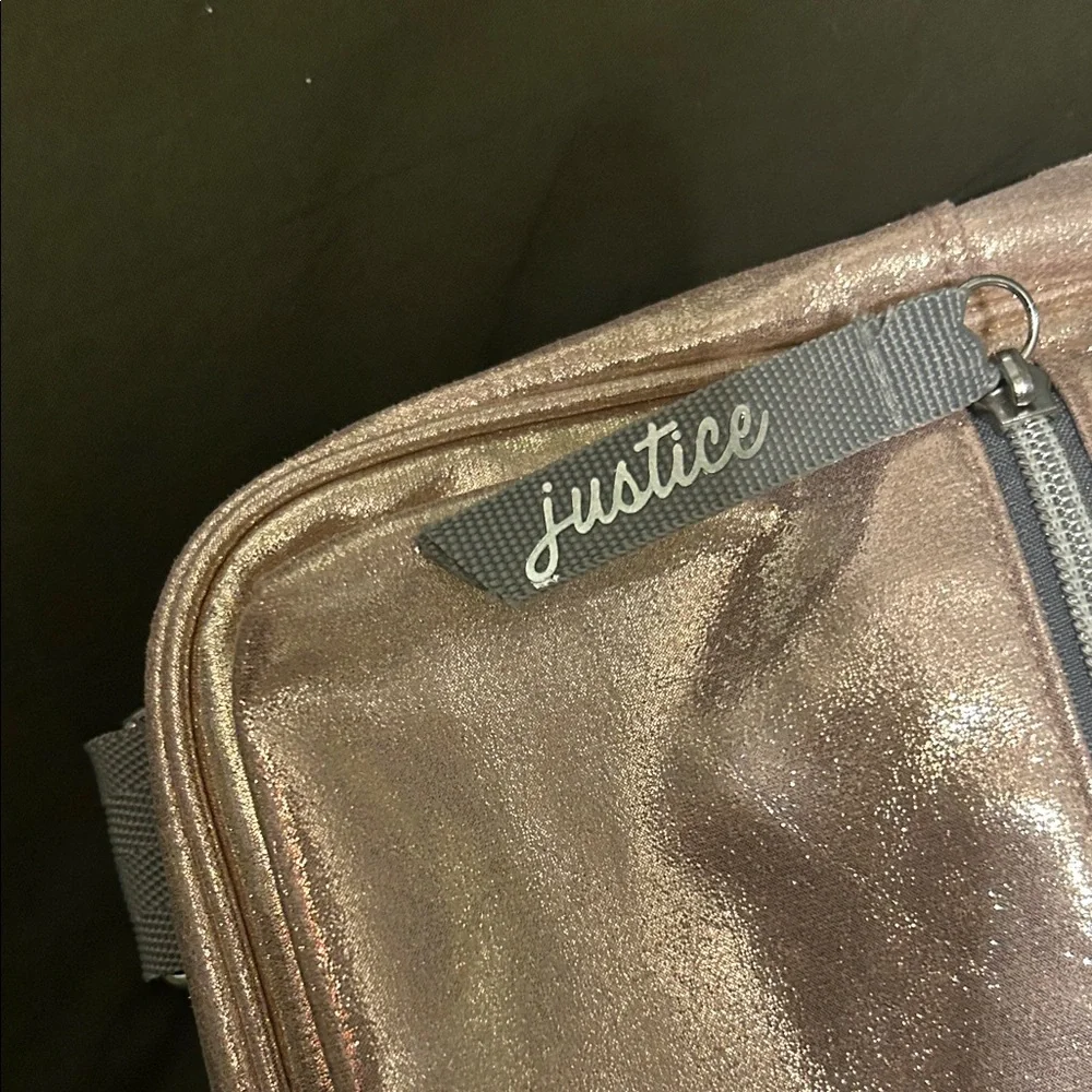 Justice Glittery Rose Gold Backpack mini back pack purse
